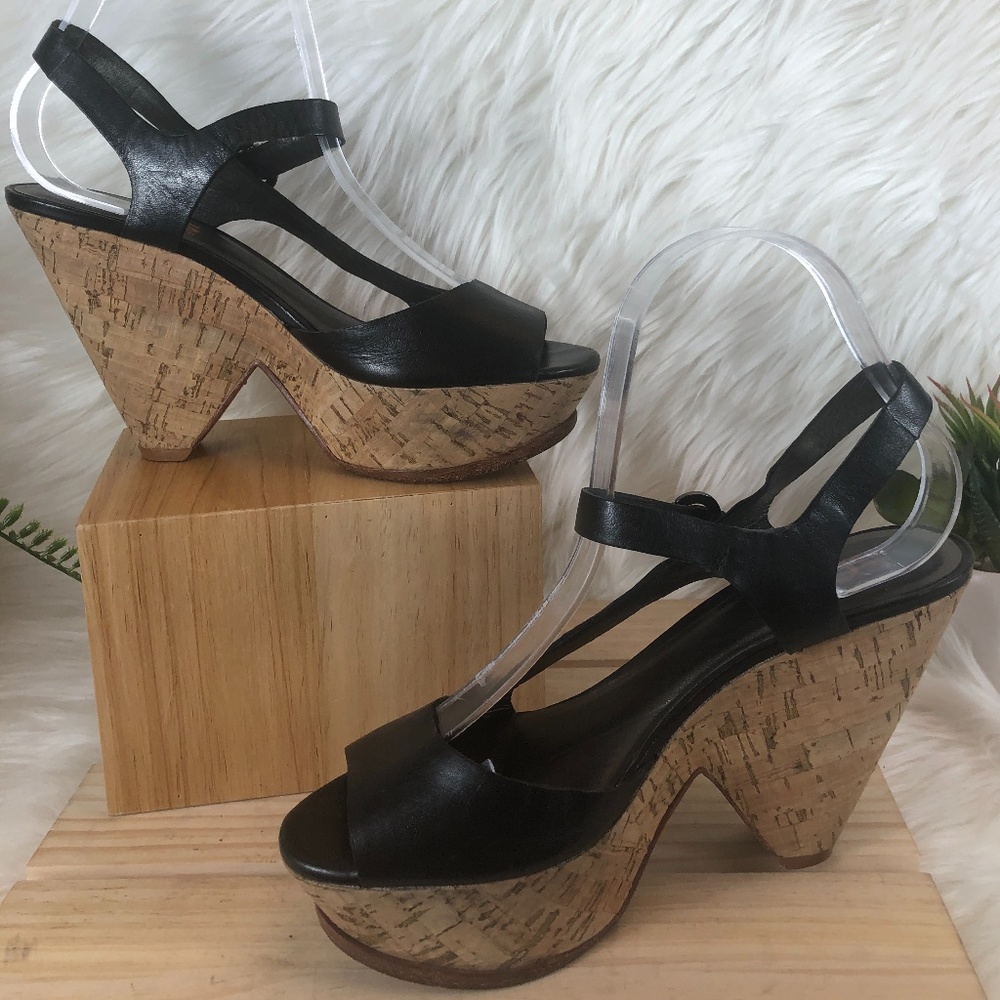 SOLD - Michael Kors Peep Toe Cork Strappy Sandal - Picture 2 of 7